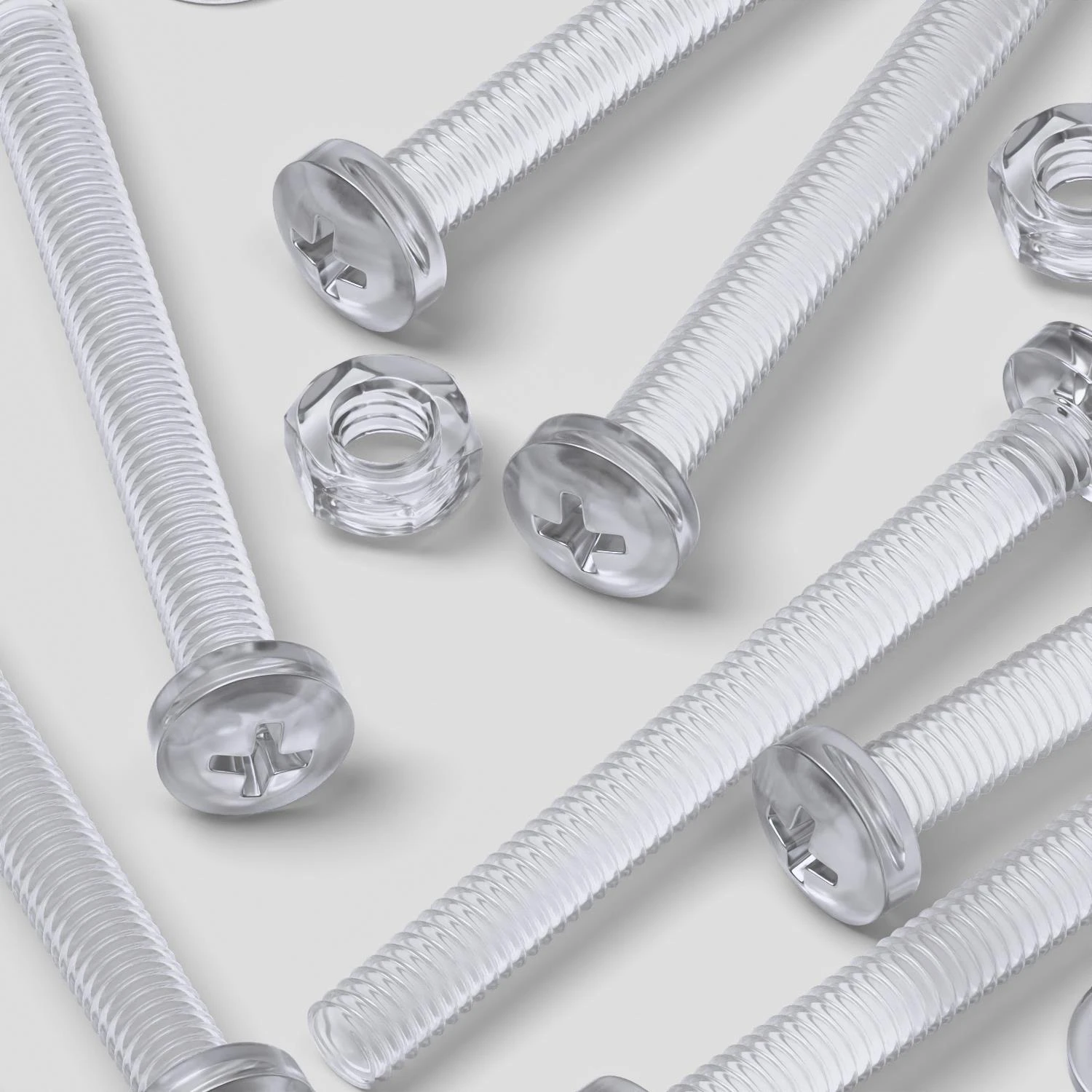 60x Clear Acrylic Pan Head Plastic Screws & Bolts M4 x 40 mm, Nuts & Washers