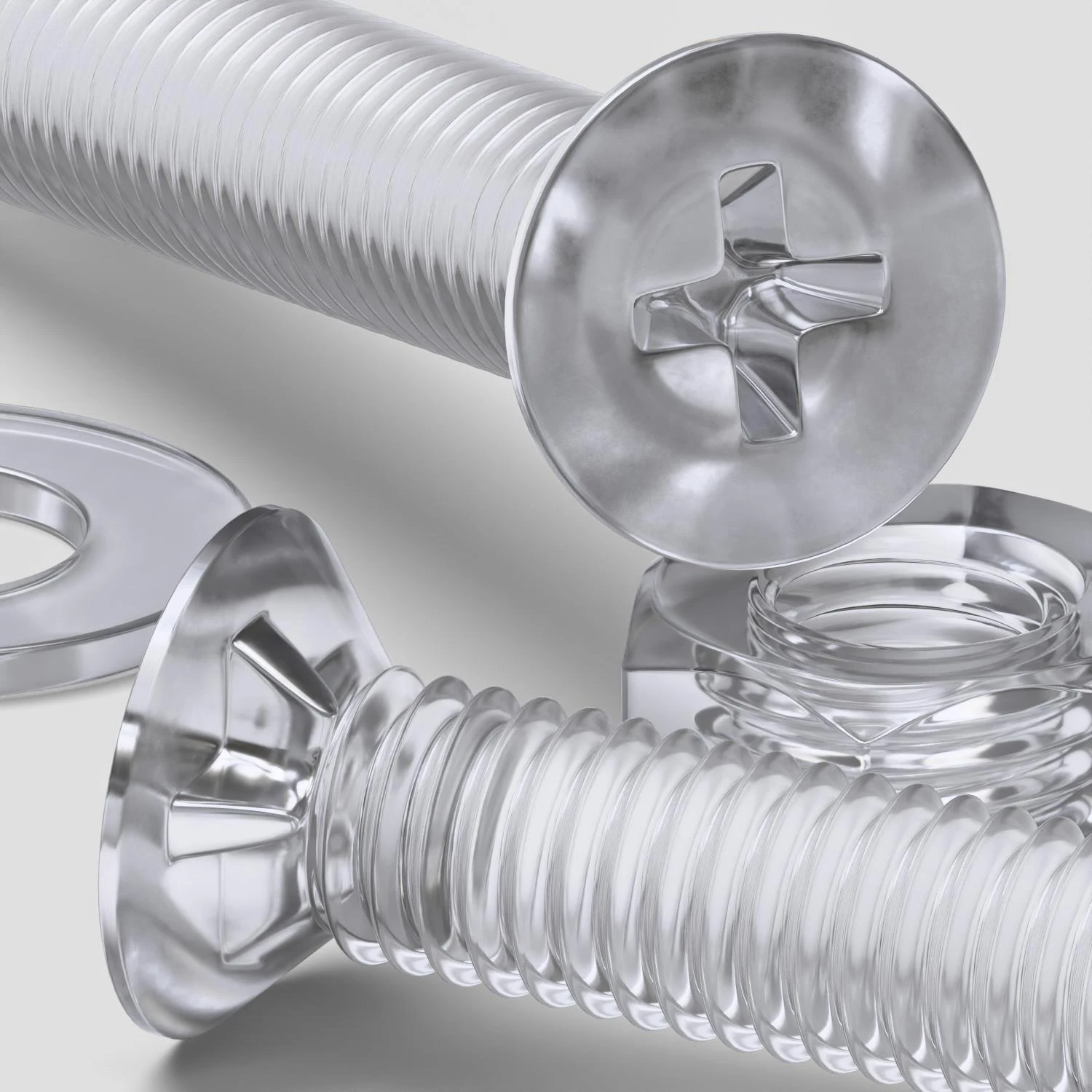 50x Clear Acrylic Countersunk Screws & Bolts M3 x 20 mm, Nuts & Washers
