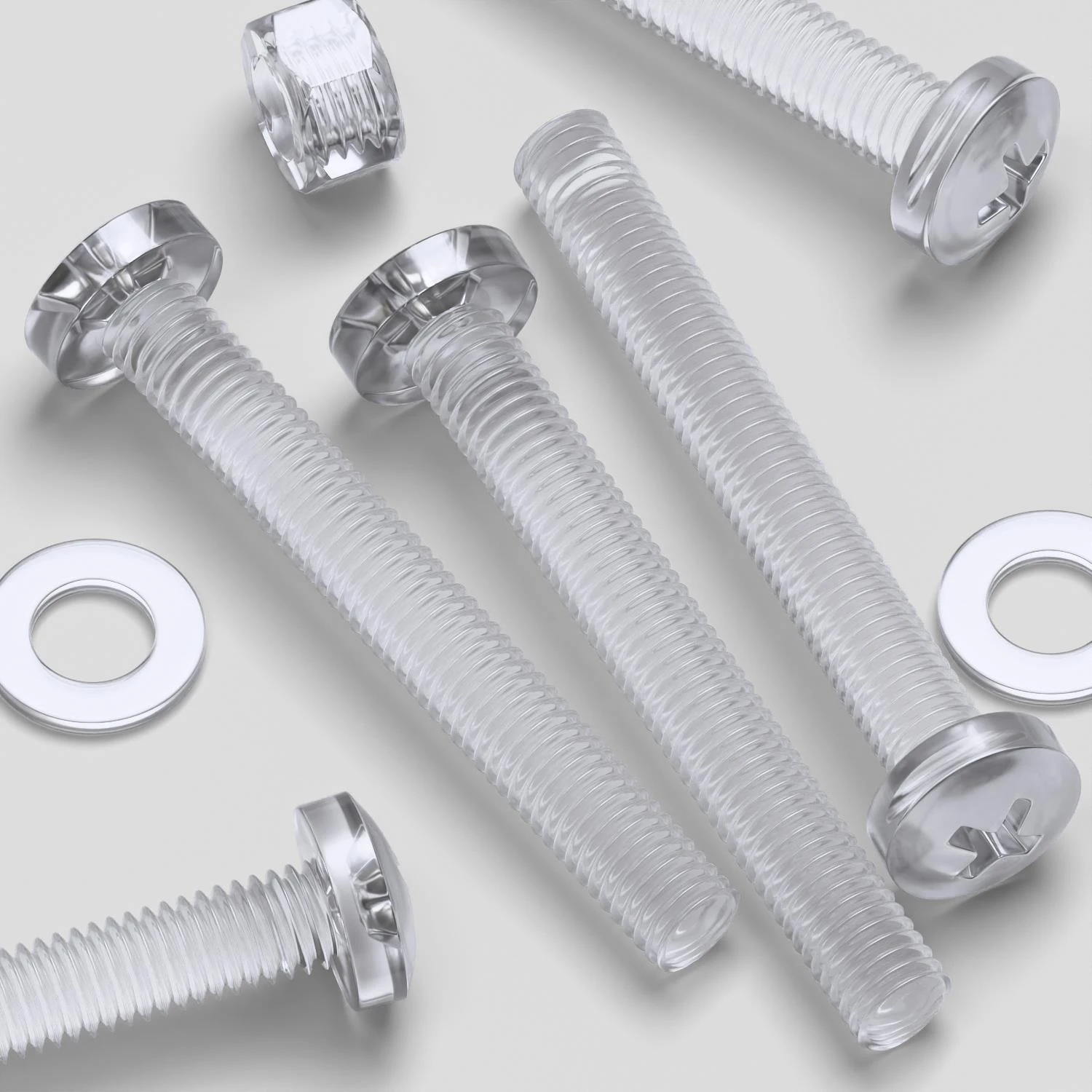 60x Clear Acrylic Pan Head Plastic Screws & Bolts M5 x 40 mm, Nuts & Washers