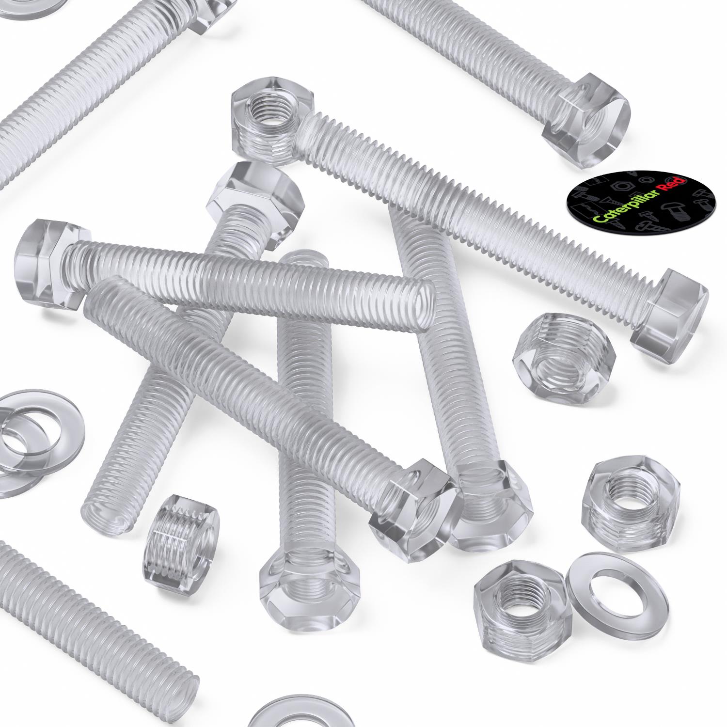 30x Clear Acrylic Hex Head Plastic Screws & Bolts M8 x 60 mm, Nuts & Washers