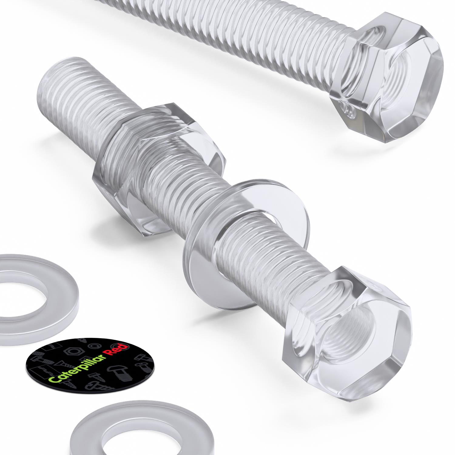 30x Clear Acrylic Hex Head Plastic Screws & Bolts M8 x 60 mm, Nuts & Washers