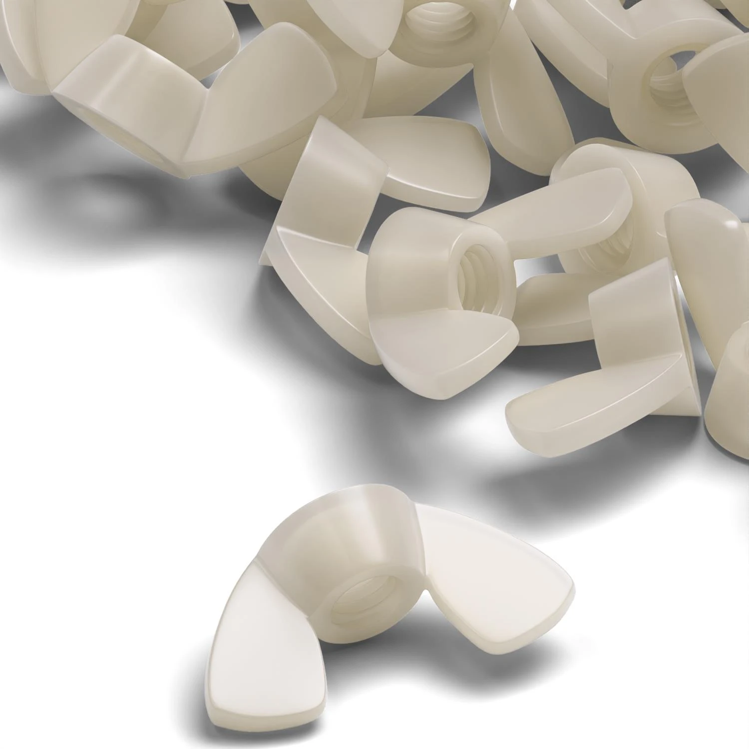 20x Natural Nylon Plastic Butterfly Wing Nuts M5, Thumb Nuts