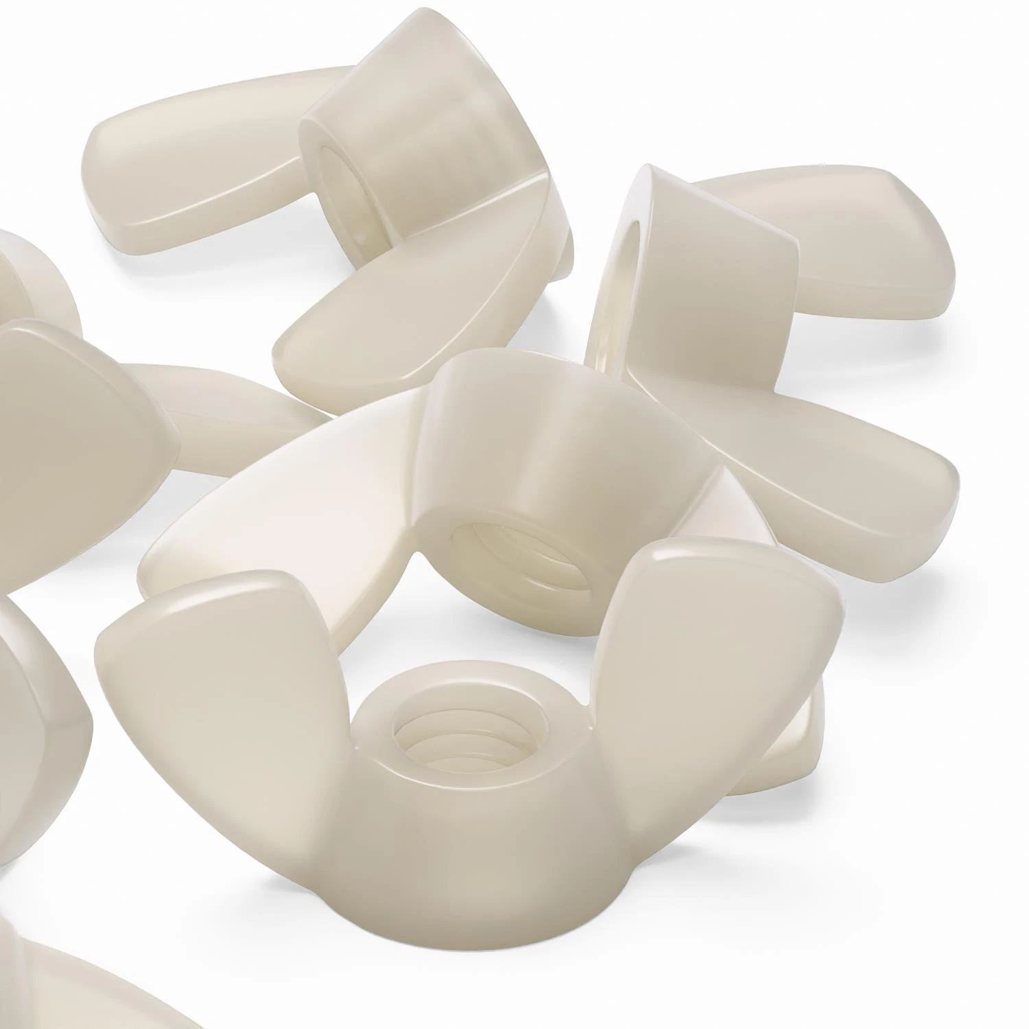 20x Natural Nylon Plastic Butterfly Wing Nuts M6, Thumb Nuts