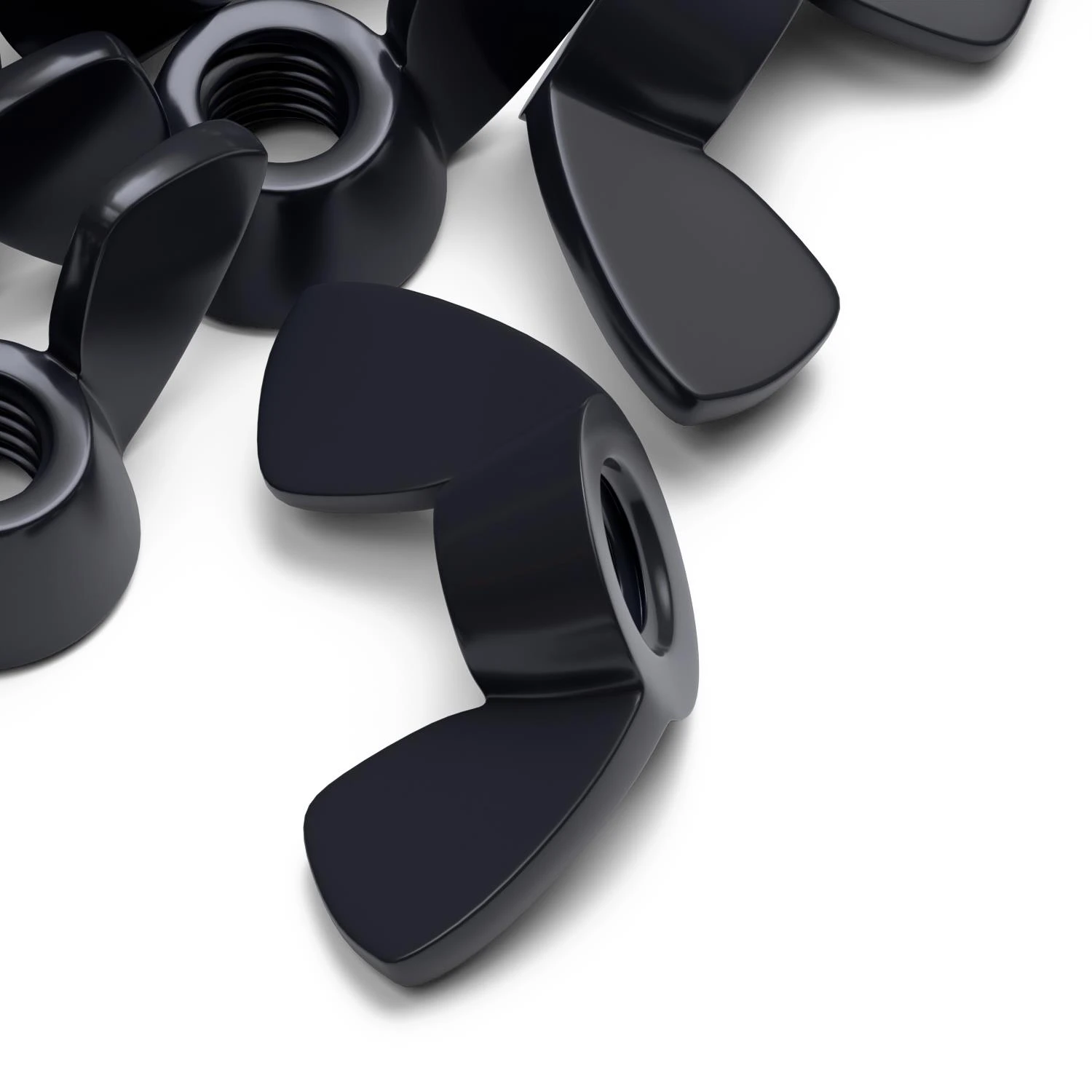 20x Black Nylon Plastic Butterfly Wing Nuts M5, Thumb Nuts