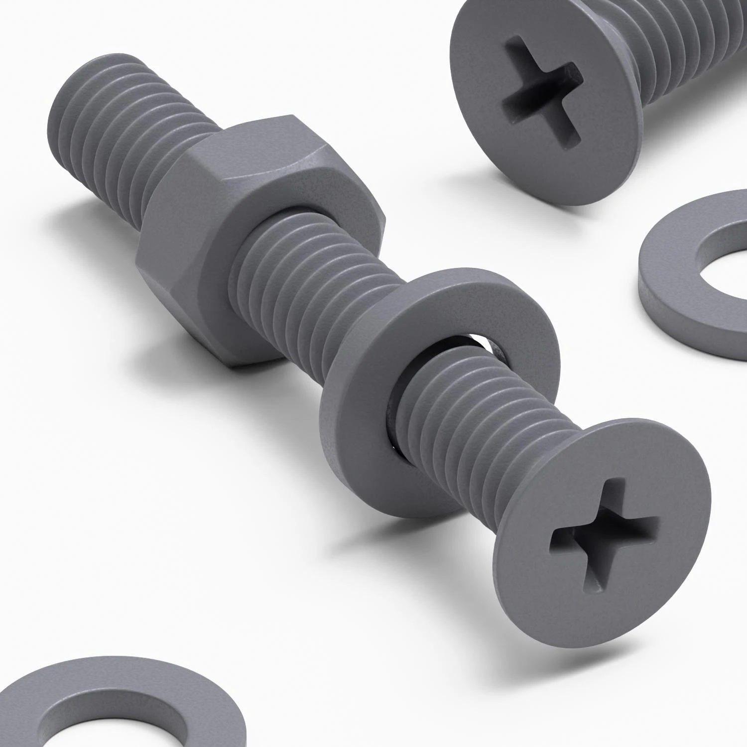 20x Grey PP Countersunk Plastic Screws & Bolts M6 x 40 mm, Nuts & Washers