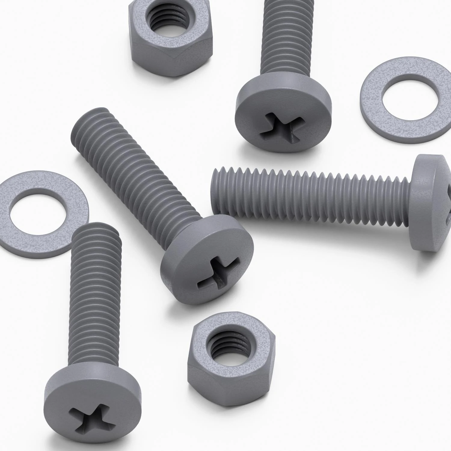 20x Grey PP Pan Head Cross Plastic Screws & Bolts M5 x 20 mm, Nuts & Washers