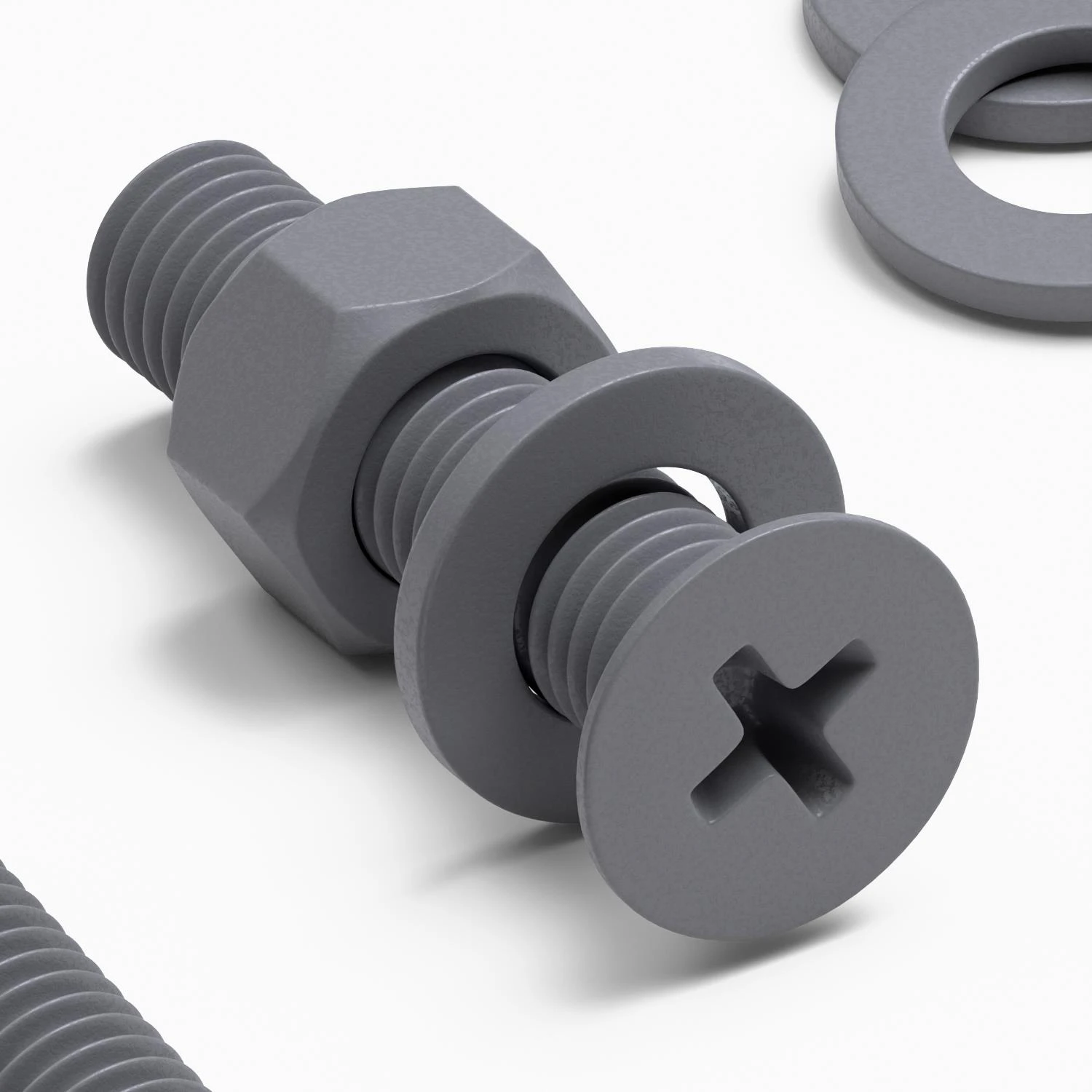 20x Grey PP Countersunk Plastic Screws & Bolts M5 x 20 mm, Nuts & Washers