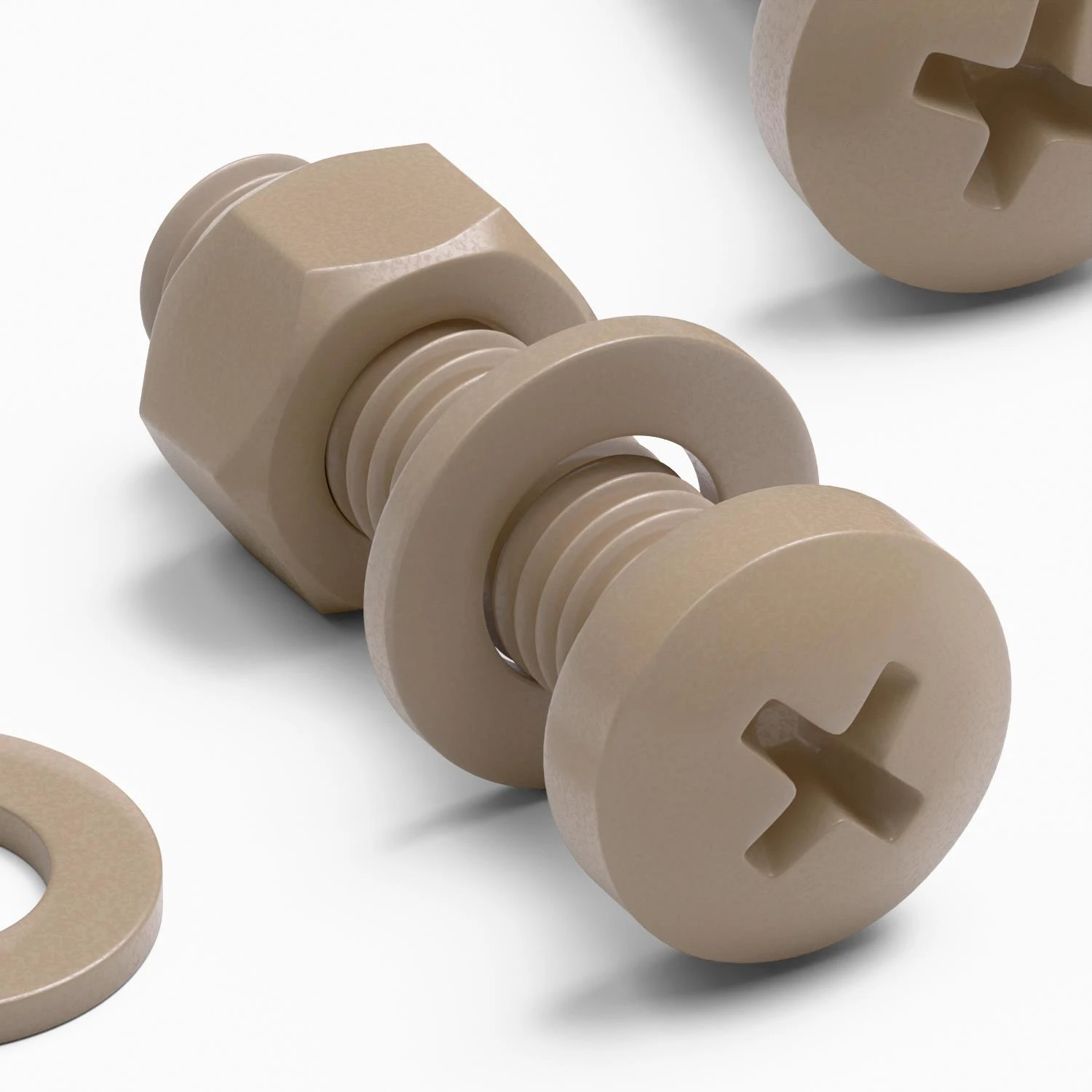 5x Natural PEEK Pan Head Plastic Screws & Bolts M5 x 20 mm, Nuts & Washers