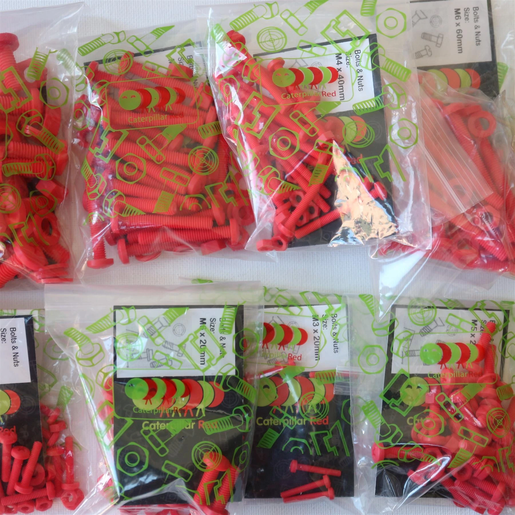 160 x Red M3, M4, M5, M6, M8 - Philips Pan Head Screws Polypropylene (PP) Plastic Nuts and Bolts, Washers, Water Resistant, Anti-Corrosion, Chemical Resistant,