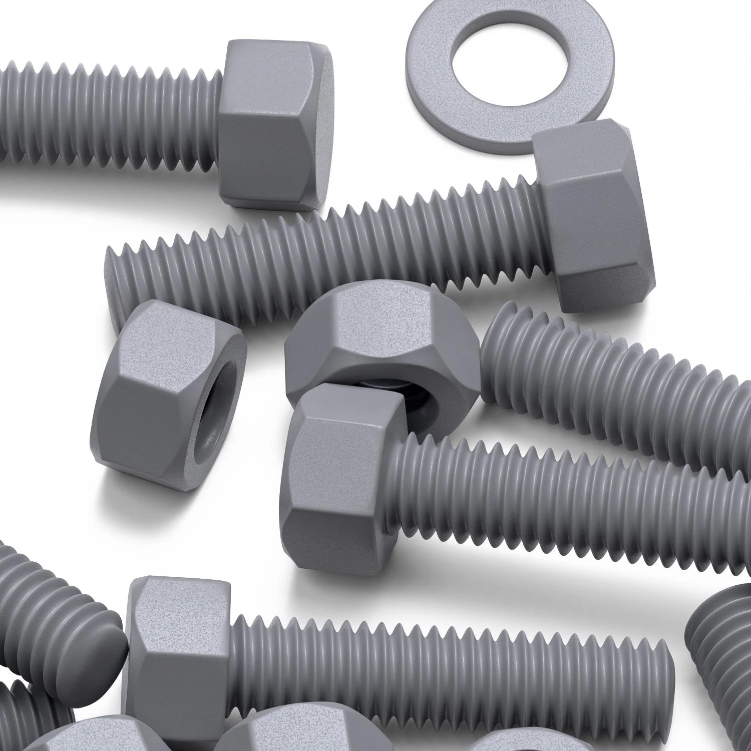 50x Grey PVC Hex Head Plastic Screws & Bolts M5 x 20 mm, Nuts & Washers
