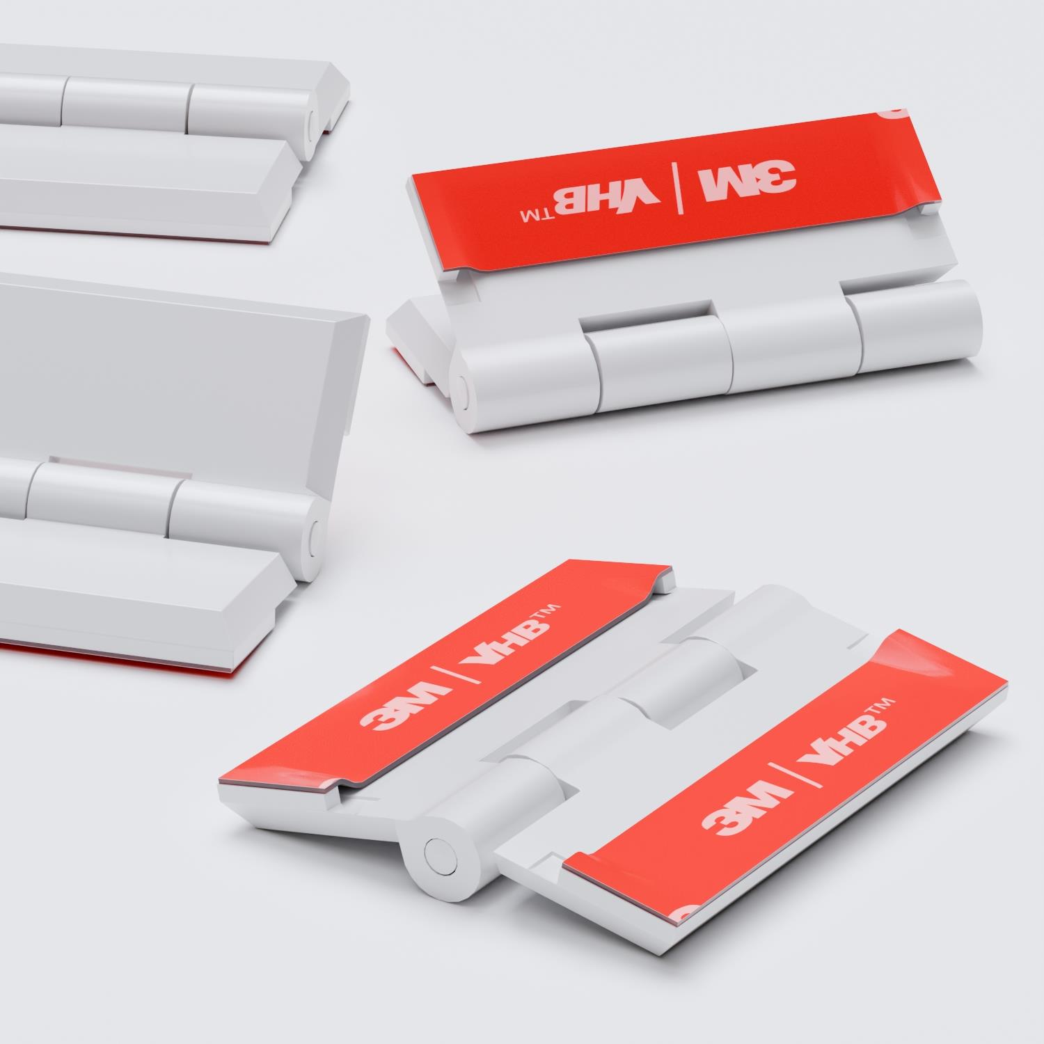 10x White Acrylic Piano Hinges 45 mm, Self-Adhesive, No Glue Required