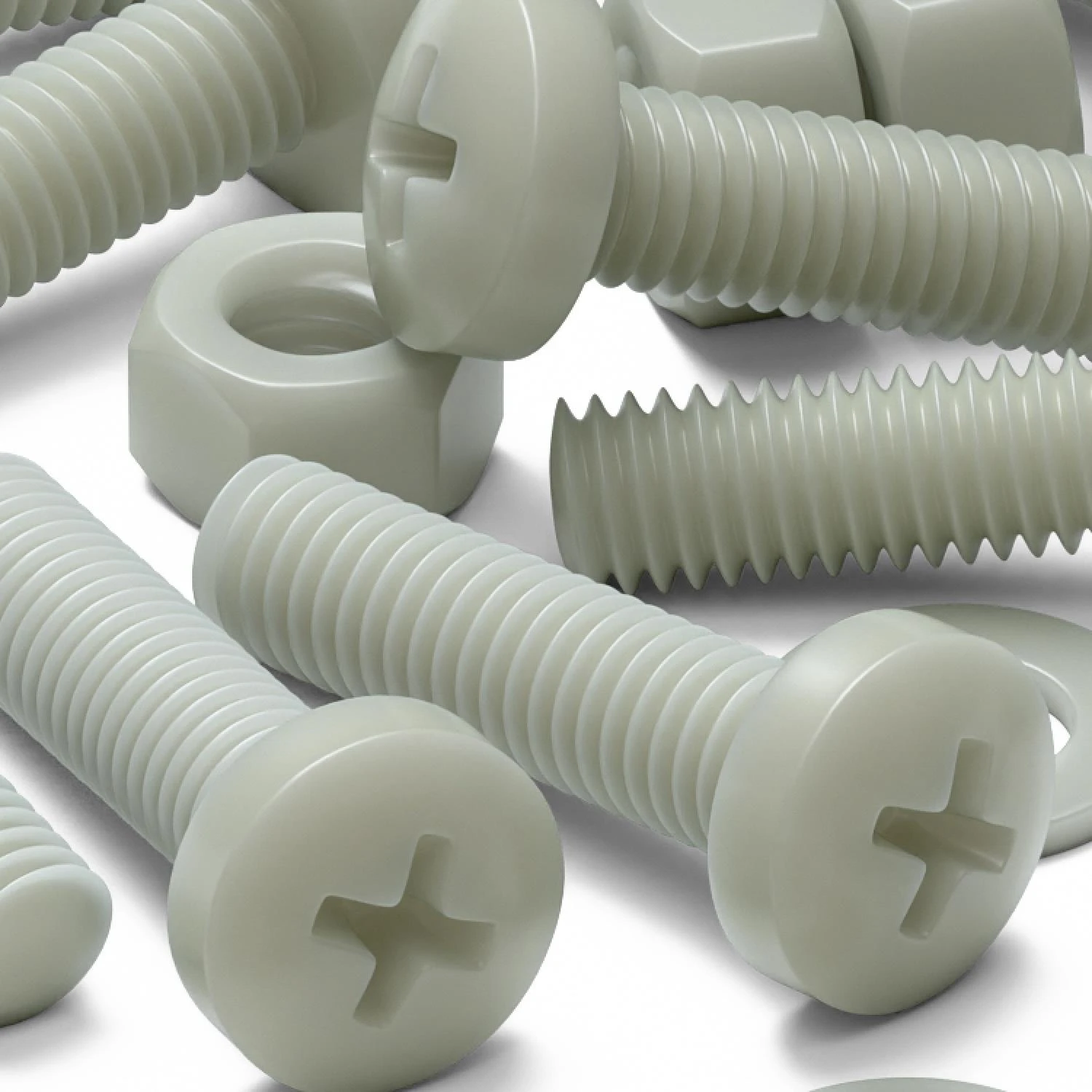50x Natural Nylon Pan Head Machine Screws & Bolts M5 x 16 mm, Nuts & Washers