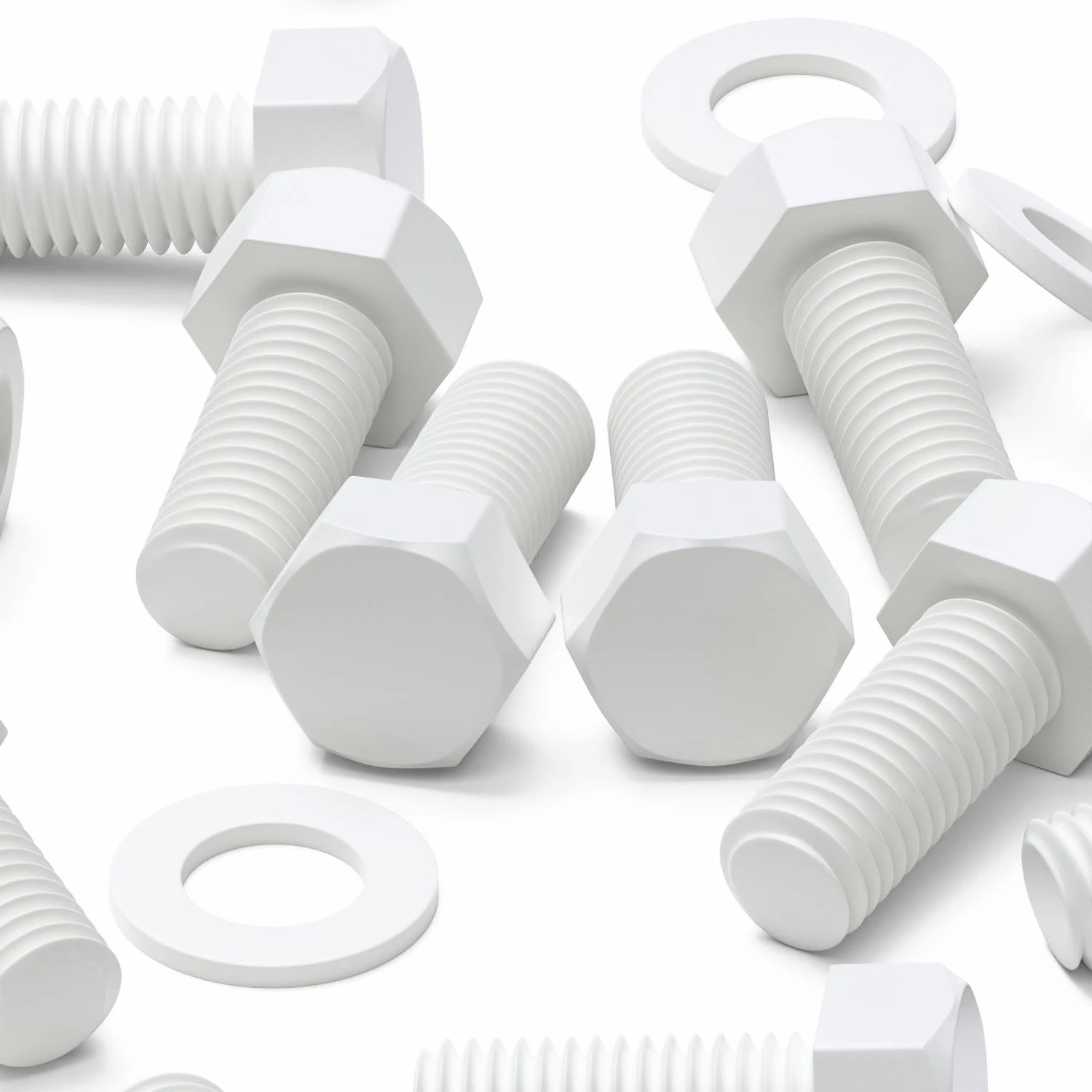 20x White PP Hex Head Plastic Screws & Bolts M10 x 20 mm, Nuts & Washers