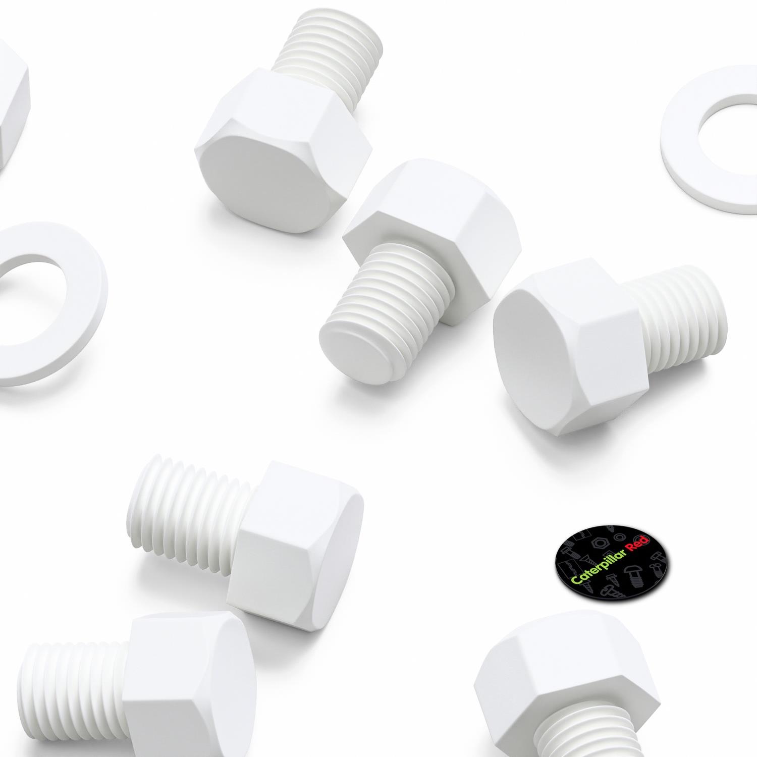 10x White PP Hex Head Plastic Screws & Bolts M16 x 20 mm, Nuts & Washers
