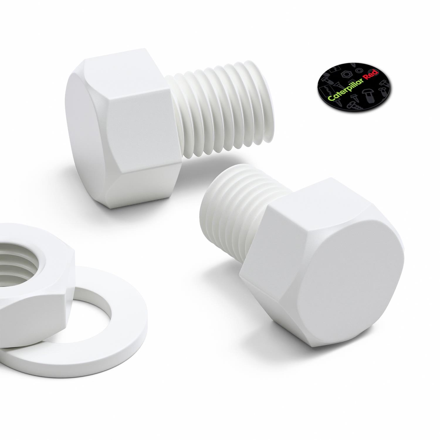 10x White PP Hex Head Plastic Screws & Bolts M16 x 20 mm, Nuts & Washers