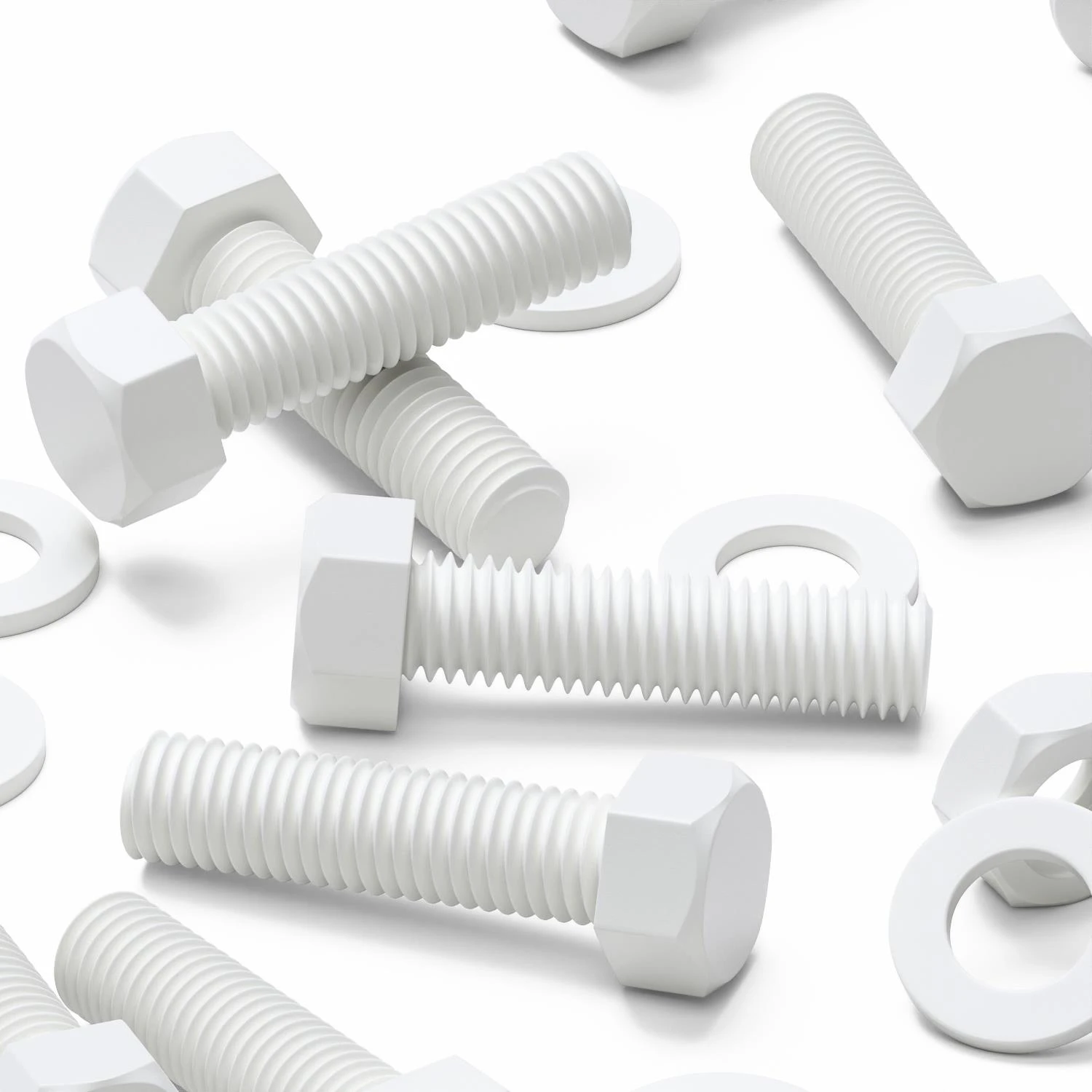20x White PP Hex Head Plastic Screws & Bolts M10 x 40 mm, Nuts & Washers