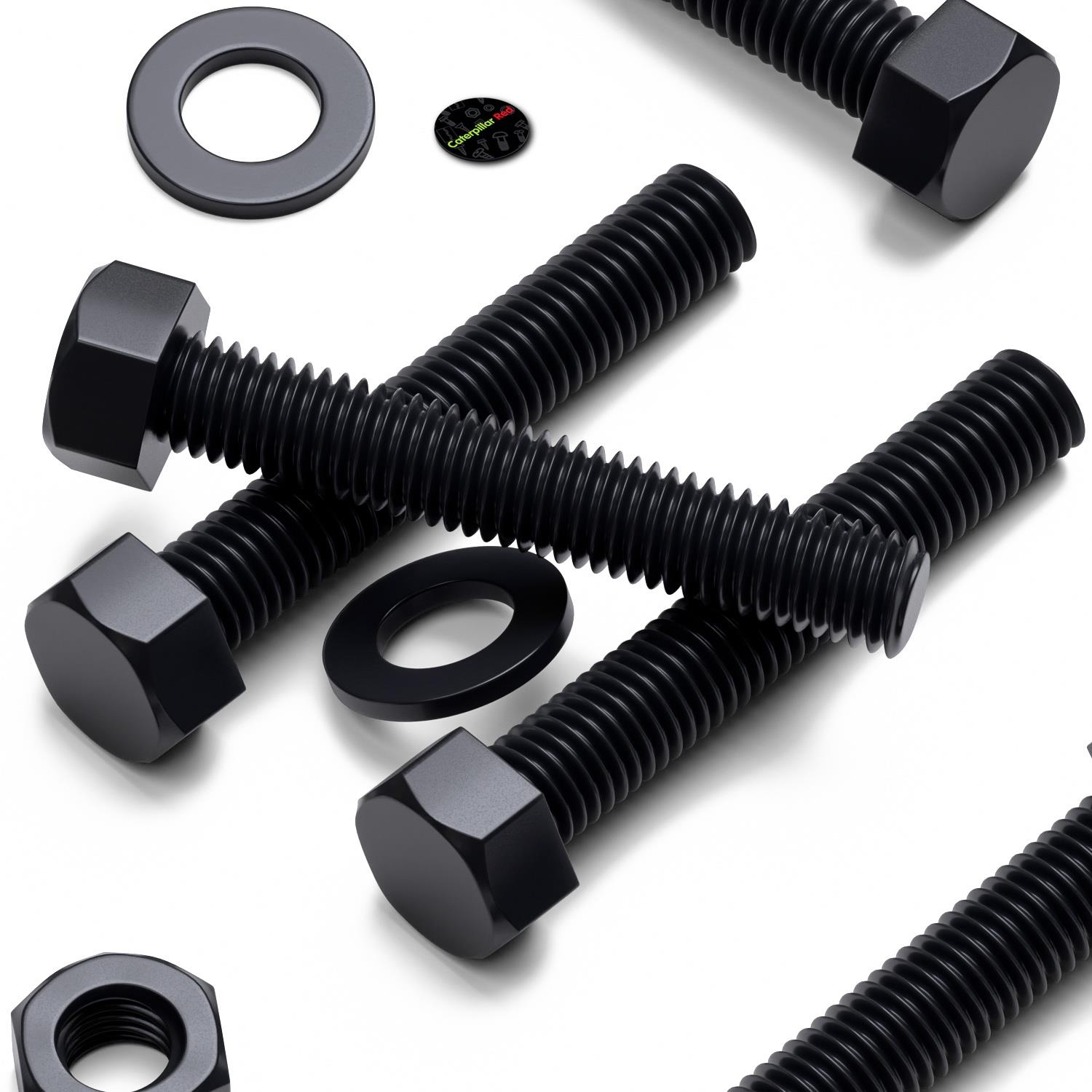 10x Black PP Hex Head Plastic Screws & Bolts M10 x 60 mm, Nuts & Washers
