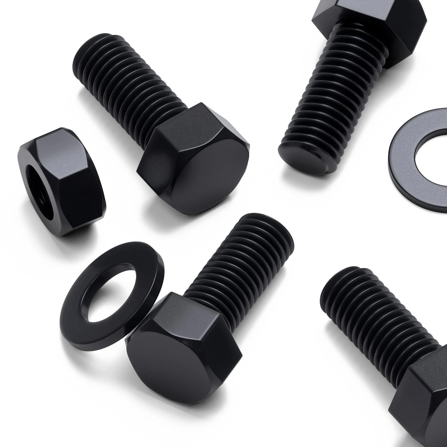 20x Black Nylon Hex Head Plastic Screws & Bolts M10 x 25 mm, Nuts & Washers