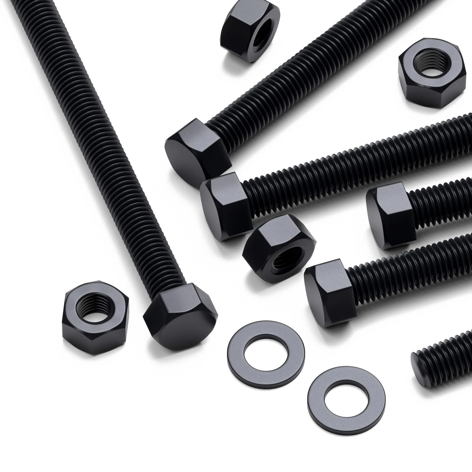 10x Black Nylon Hex Head Plastic Screws & Bolts M8 x 100 mm, Nuts & Washers