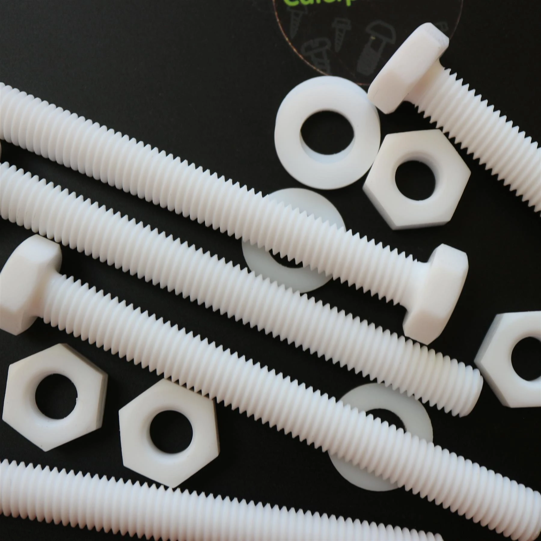 5x Natural PTFE Hex Head Plastic Screws & Bolts M10 x 100 mm, Nuts & Washers