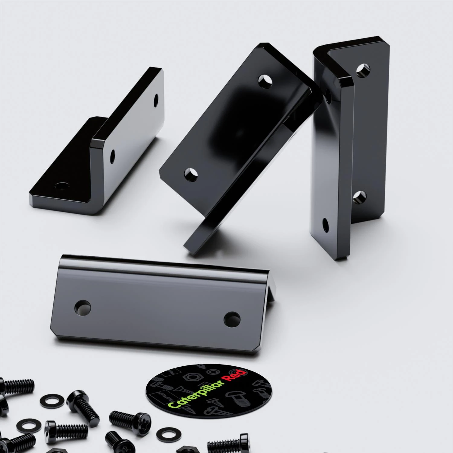 4x V2 5 mm Angled L Brackets, Black Acrylic + 20x M5 Bolts