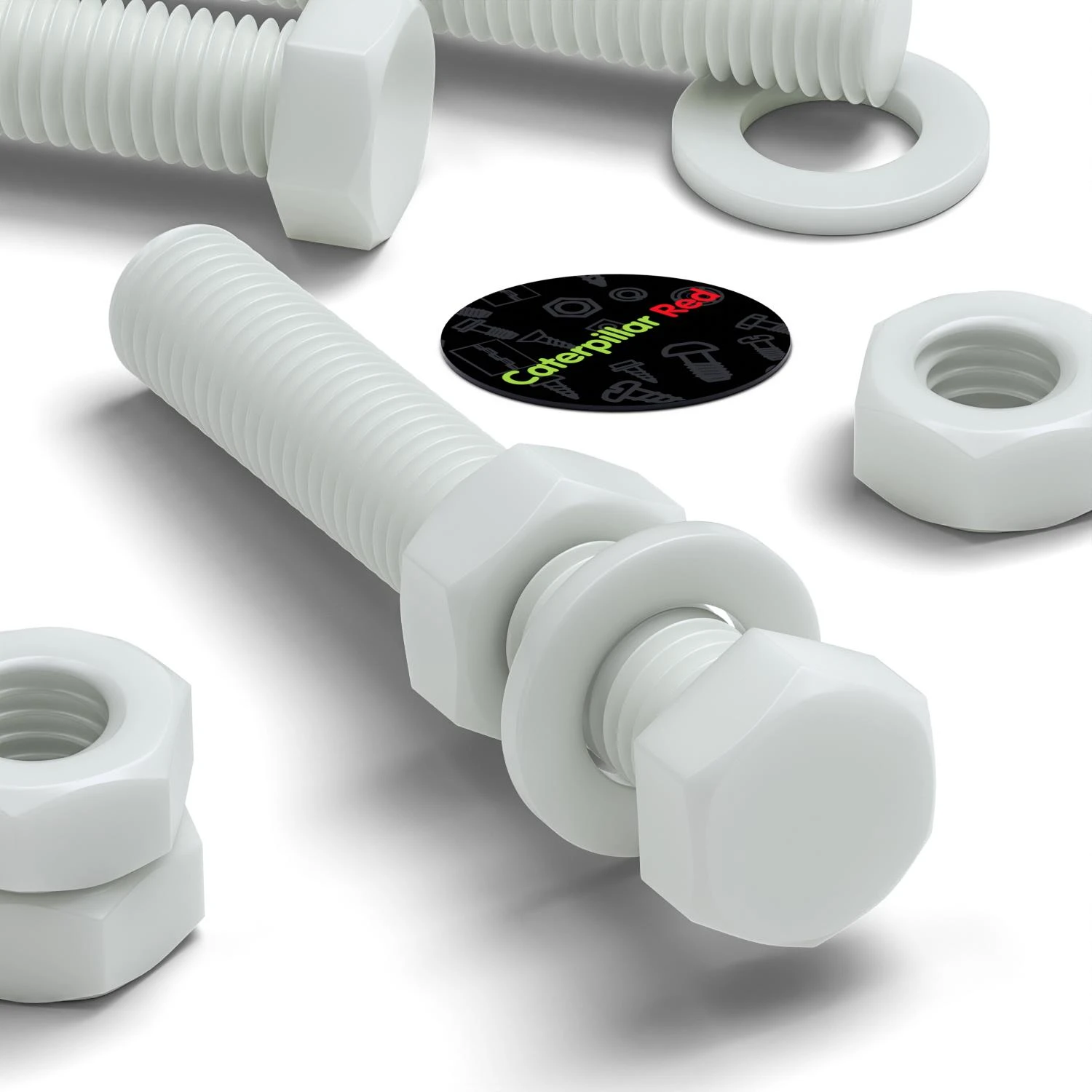 5x White POM Hex Head Plastic Screws & Bolts M16 x 100 mm, Nuts & Washers