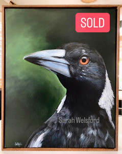 Original Framed canvas painting Australian Bird Series Magpie Original Framed canvas painting Australian Bird Series Magpie