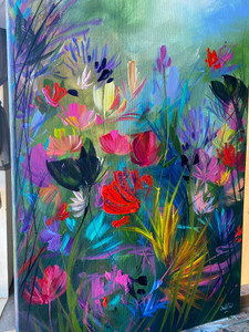 NEW Original painting as part of Sarah’s Landscape Series abstract wild flowers