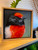 Original Painting as part of my oak framed Australian bird portrait series Red-capped Robin