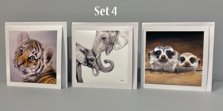 Handmade Cards SET 4 ( 3 cards) Fine Art Prints on cards with envelopes