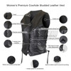 Vance VL1049 Womens Studded Black Cowhide Leather Lady Biker Motorcycle Vest - Infographics