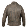 High Mileage HMM517DB Men's Dual Conceal Carry Distressed Brown Premium Cowhide Leather Biker Motorcycle Riding Jacket - Back View