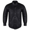 High Mileage HMM504 Men's Concealed Carry Black Premium Cowhide Leather Biker Motorcycle Shirt