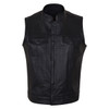 Vance VL914S Men's Black Zipper and Snap Closure Concealed Carry SOA Style Leather Biker Motorcycle Vest