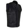 Vance VL914S Men's Black Zipper and Snap Closure Concealed Carry SOA Style Leather Biker Motorcycle Vest - Side View