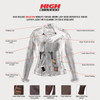 High Mileage HML621VB Women's Vintage Brown Lady Biker Motorcycle Riding Leather Jacket With Diamond Stitched Shoulders - Info graphics