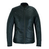 High Mileage HML704B Women's Fringe and Rivet Detail Premium Lightweight Black Leather Lady Biker Motorcycle Fashion Jacket - Black
