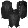 Vance VL915 Men's Black Premium Cowhide Ten Pocket Leather Vest - detail