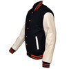 Mens MJ591NW Navy/White Lightweight Wool with Real Leather Premium Varsity Letterman Jacket