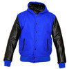 Mens MJ592 Wool with Real Leather Premium Varsity Jacket with Hoodie