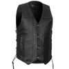 Vance VL907 Mens Black Premium Cowhide Leather Biker Motorcycle Vest with Buffalo Nickel Snaps and Conceal Carry Pocket- Front