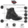 Womens Milwaukee Motorcycle Clothing Company MMCC Paragon Motorbike Biker Riding Black Leather Boots - Infographics
