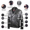 Detour 8001 Mens Black Leather Motorcycle Jacket