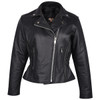 Vance Leather VL615S Women's Black Leather Braided and Studded Biker Motorcycle Riding Jacket