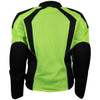 Advance Vance VL1673HG Womens High Visibility Neon All Weather Season CE Armor Mesh Motorcycle Riding Jacket - Back View