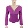 Women's Full Sleeve Studs and Chain Motorcycle Shirt - Purple Front View