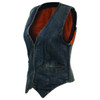 Jafrum LV771 Womens Zipper Front Stretchable Sides Blue or Black Denim Vest-Blue