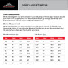 Tour Master Horizon Line Alpine Trek Jacket - size chart