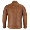 VL550Br Vance Leather Men's Cafe Racer Waxed Lambskin Austin Brown Motorcycle Leather Jacket - Back View