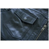 Vance Leather VL551B Men's Sven Bomber Black Waxed Premium Cowhide Motorcycle Leather Jacket with Removeable Hood  - detail